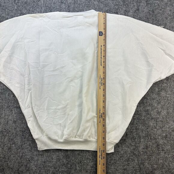 Vintage 90s Sweatshirt White Fringe Lace Half Dolman Made in USA Deadstock - Picture 9 of 13